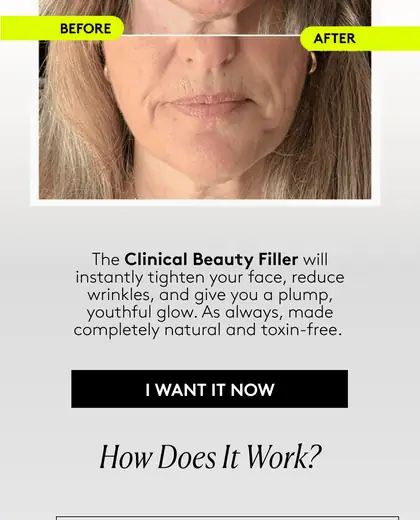 Cocunat email with before-and-after face image, five-step beauty mechanism, review, and product bottle.