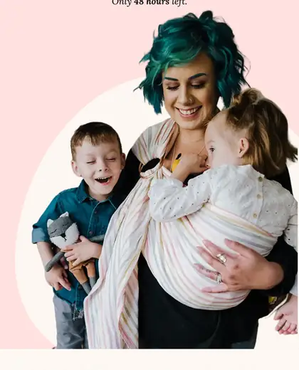 Hope and Plum email with founders, baby carriers, inclusive values, comparison chart, and discount.